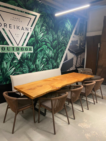 Outdoor Esstisch Zeder_ A1563 inkl. Bank und Stühle